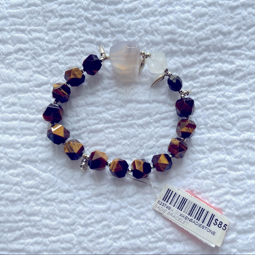 KENDRA SCOTT Sadie stretch bracelet in brown sandstone/gold NWT